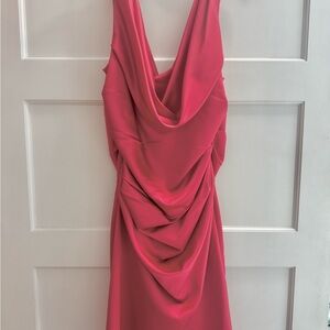 David's Bridal Vibrant Coral satin Dress